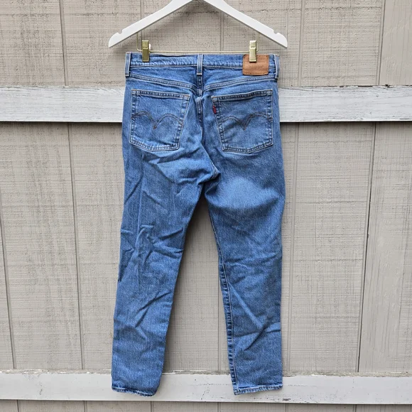 Women's Levi's Blue Denim Wedgie Straight Leg Fit Button Fly Ankle Jeans 28 - Picture 3 of 14